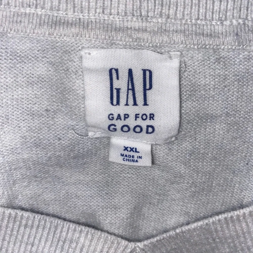 GAP Men's‎ XXL Grey Striped V Neck Sweater Long Sleeve Cotton Blend